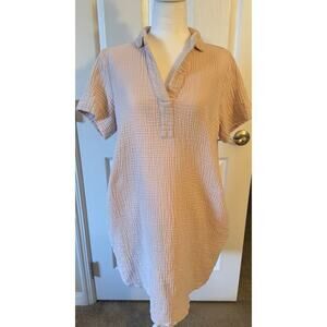 Three Dots Ladies' Double Gauze Pink 100% Cotton Dress Size M